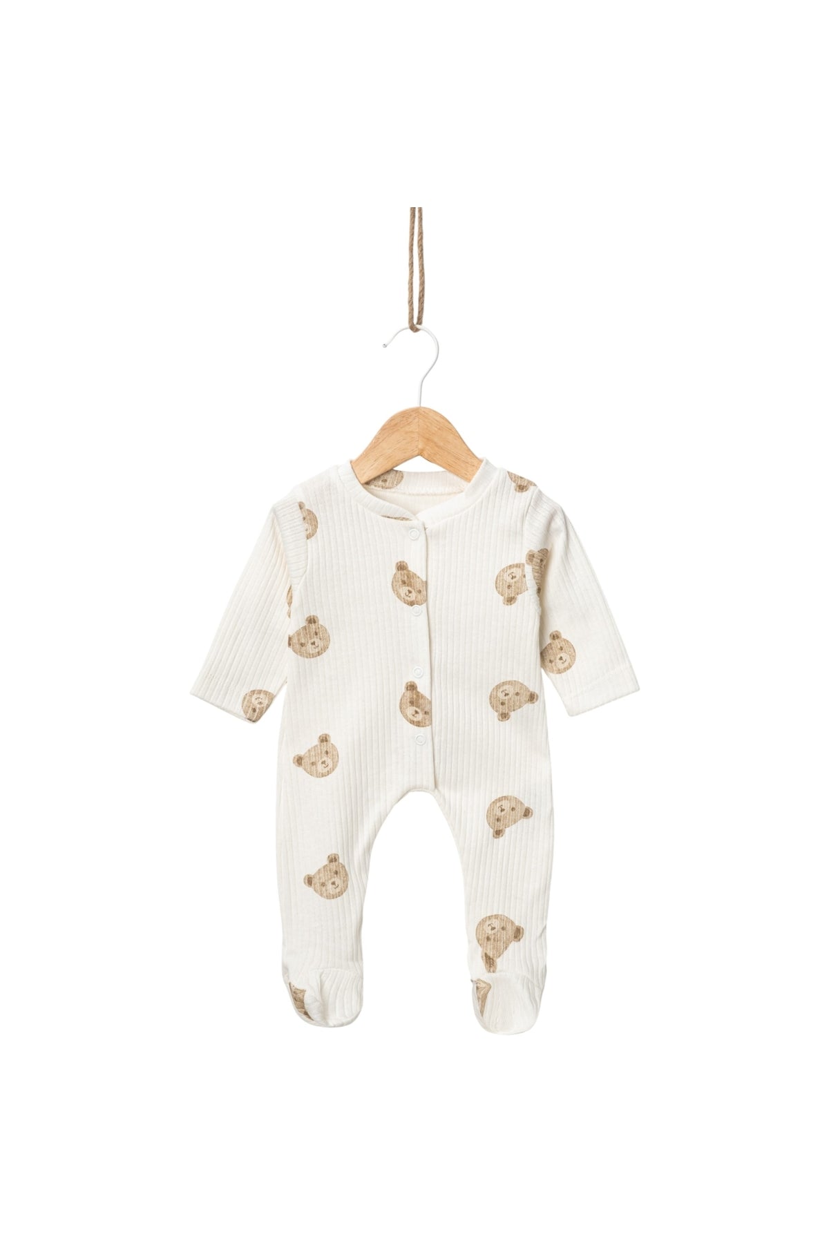 Ayı Kafa Desenli Erkek Bebek Tulum 1 Ay 3 Ay 6 Ay