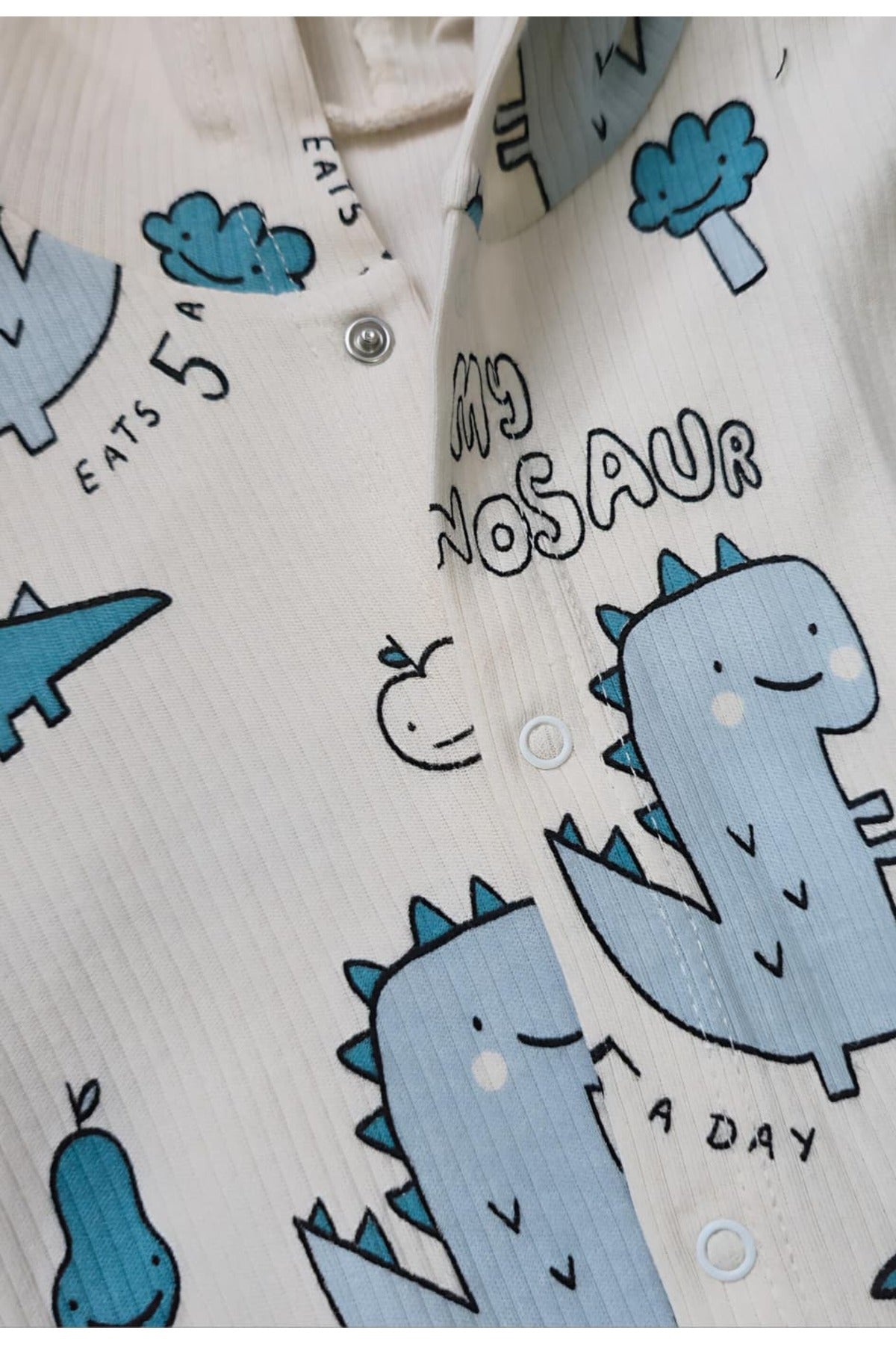 Dinozor Baskılı Kapşonlu Erkek Bebek 3’lü Takım %100 Pamuk | 12 Ay – 18 Ay – 2 Yaş