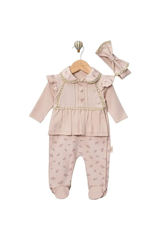 Nexvora Simli Dantelli Kız Bebek Tulum 3 - 6 -9 Ay – Şık Özel Gün Kombini