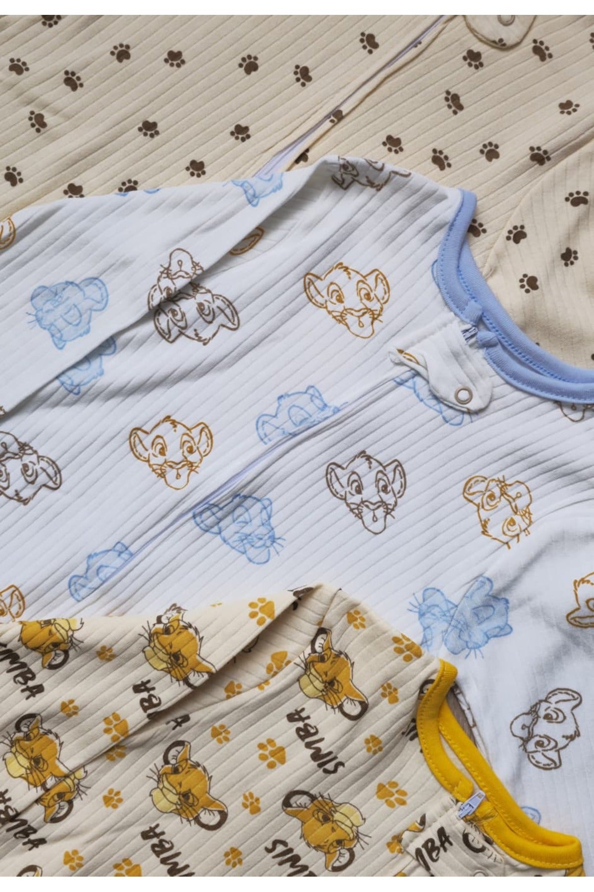 Simba Desenli Fermuarlı Erkek Bebek Tulum (3lü Set 3 Adet) (9 Ay / 12 Ay / 18 Ay)