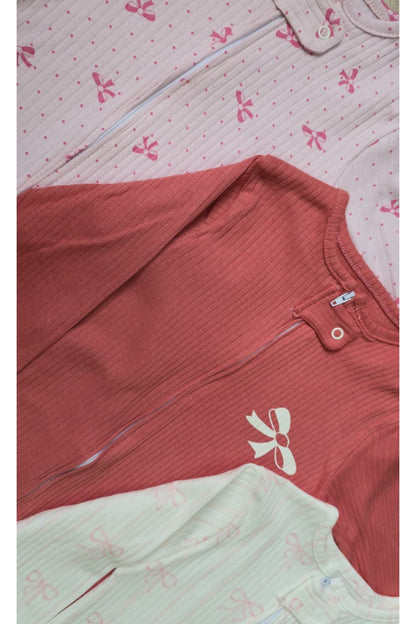 Fermuarlı Fiyonklu Kız Bebek Tulumu %100 Pamuk | 9 Ay – 12 Ay – 18 Ay