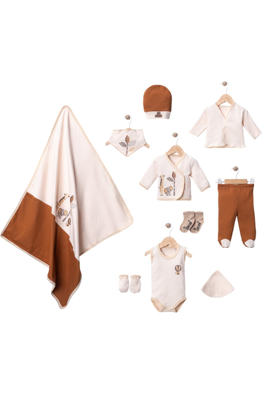 Organic Zoo Baby %100 Pamuk 10’lu Lüks Hastane Çıkışı Seti | Yenidoğan