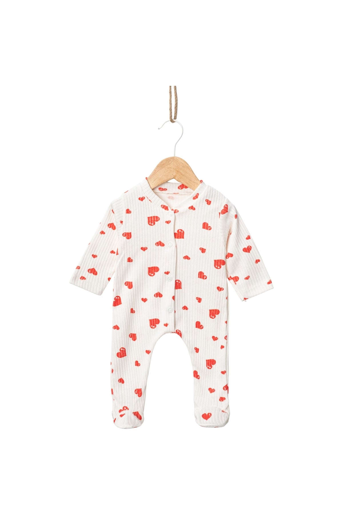 KIRMIZI KALP DESENLİ PATİKLİ BEBEK TULUM 1 Ay 3 Ay 6 Ay