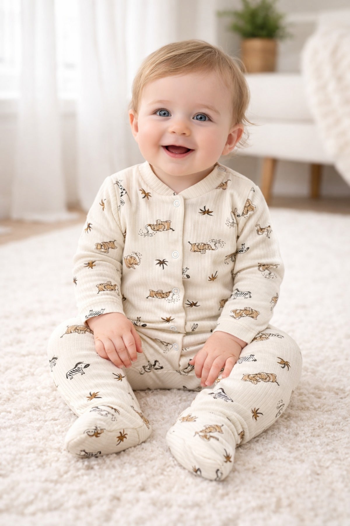 HAYVAN DESENLİ PATİKLİ BEBEK TULUM 0-3 Ay, 3-6 Ay, 6-9 Ay