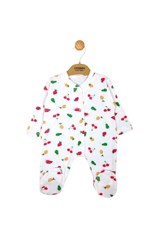 Patikli Meyve Baskılı Kız Bebek Tulum